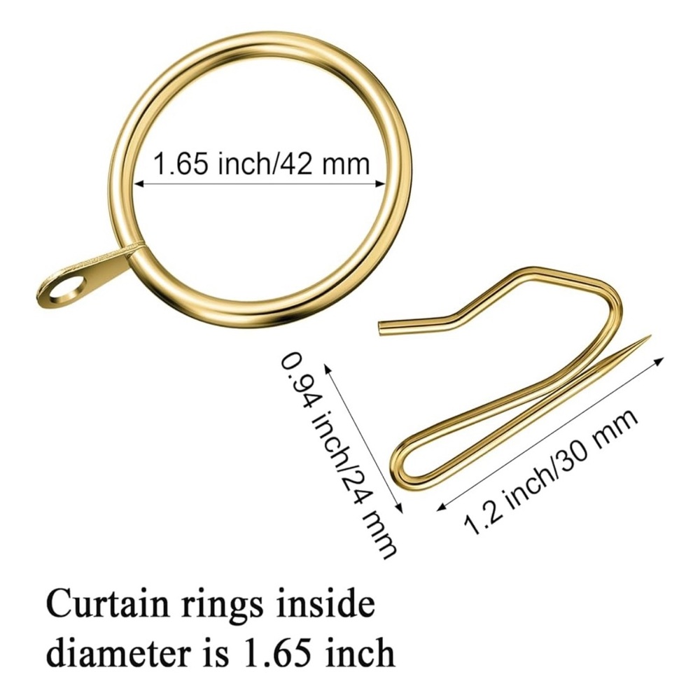 60 Piece Metal Drapery Pin Hooks For Drapes Windows Curtains Gold